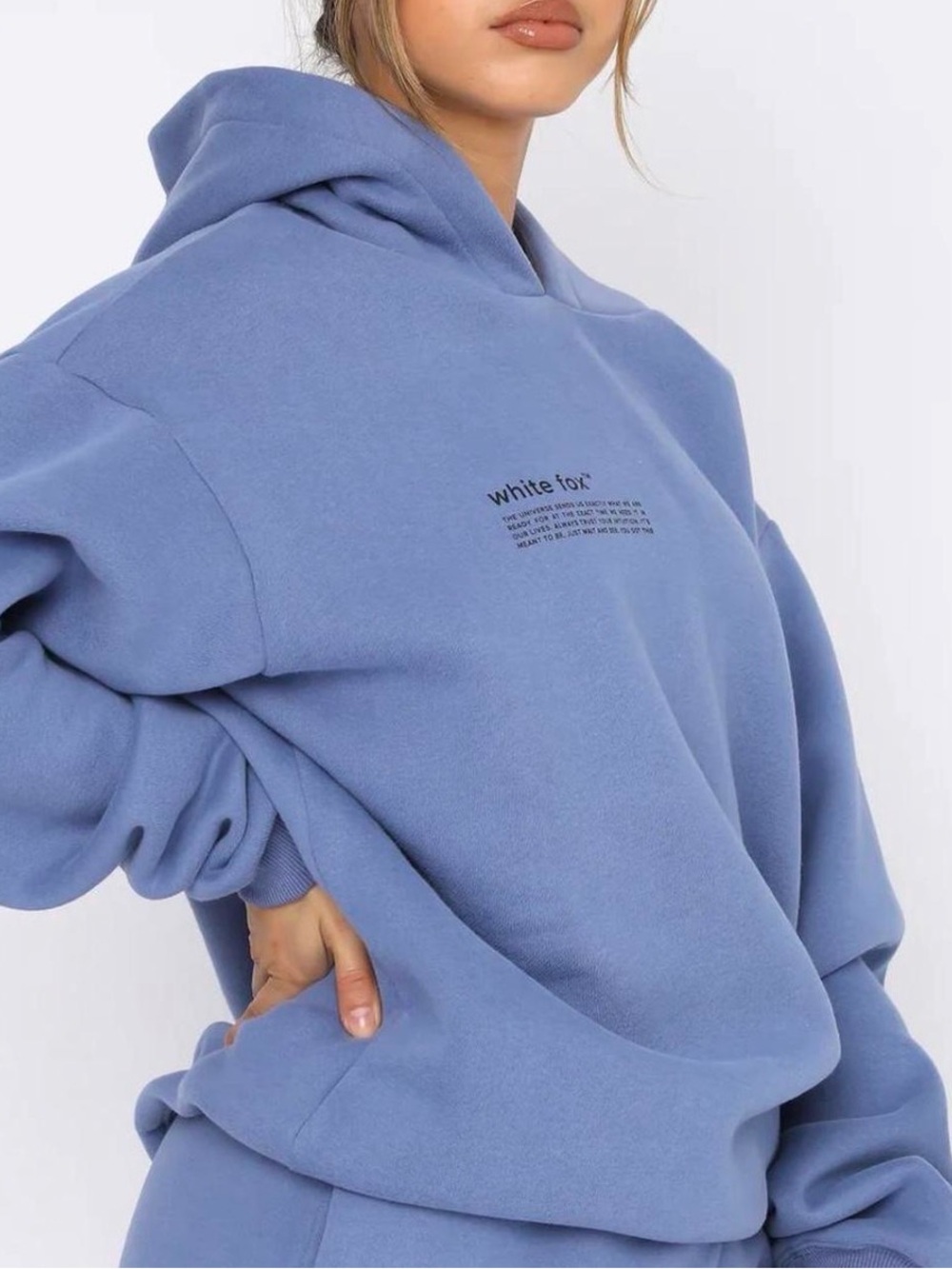 White fox blue Oversized Hoodie